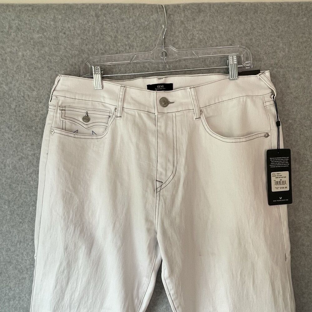 True Religion Geno Relaxed Slim Men's White Jeans 34x32 - Picture 3 of 13